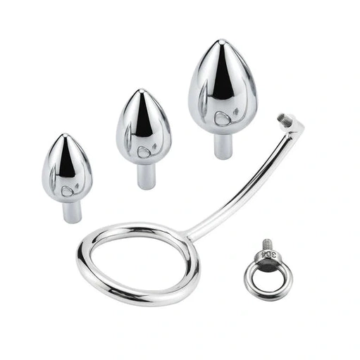 Anal Hooks 4663 Stainless Anal with Hook Steel Set Cock Ring DiscreetChoice 0804